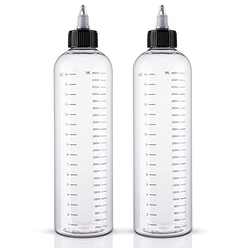 Cosywell Hair Oil Applicator 16.9oz Measured Squeeze Bottles with Graduated Scale Dye Applicator Bottle Twist-On Top Tip Cap Empty Plastic Color Oil Bottle 2 Pack