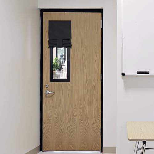 Image of RYB HOME Classroom Door Window Cover, Blackout Shades for Classroom Windows and Doors Cover Lockdown Shades, Room Darkening Design Blocks Views,No Drill Stick on Blinds, W8 x L36, 1 Panel, Black