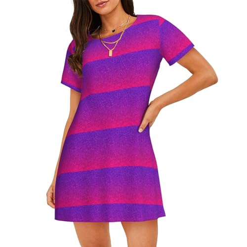Robe de nuit légère femme chic à manches courtes avec son imprimé paillettes dégradées