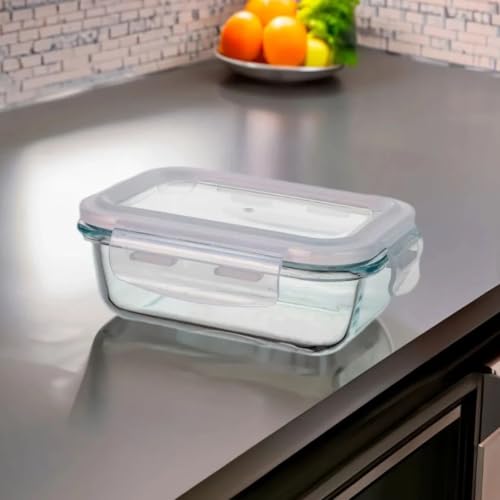 Pote Hermético de Vidro Retangular com Trava – Conserva Alimentos 650ml 18×13×6 cm