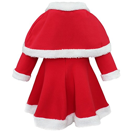 Iefiel Baby Girls Christmas Snowball Holiday Picture Dress With Shawl Santa Hat Red 3T #TOP3