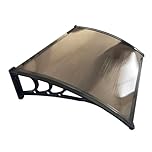 Panana Window Awning Door Canopy 39''x31.5'' Patio Porch Rain Shelter Cover, Awning Polycarbonate Cover Outdoor UV Rain Snow Sunlight Protection Patio Canopy 100X80X23Cm (Brown)