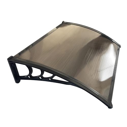 Panana Window Awning Door Canopy 39''x47'' Patio Porch Rain Shelter Cover, Awning Polycarbonate Cover Outdoor UV Rain Snow Sunlight Protection Patio Canopy 82X120X28 Cm (Brown)