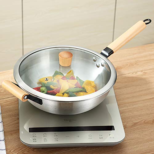 Wok de acero inoxidable con tapa y cesta de vapor 12.5 pulgadas miniatura 3