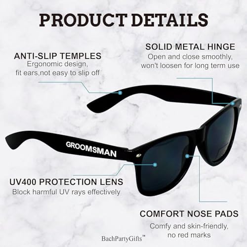 Image of 8 Pack Groomsmen Sunglasses for Men - Wedding Sunglasses for Groomsman Proposal Gifts, Bachelor Party Favors