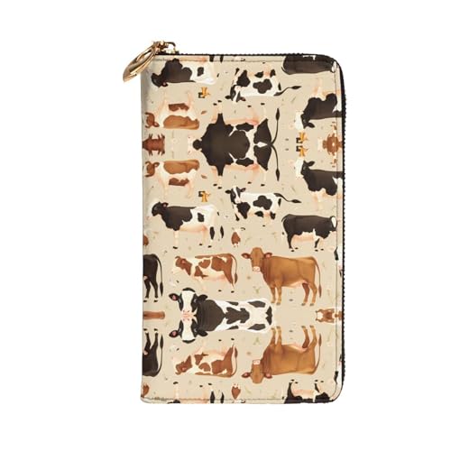 Stylish cow collection Pattern Leather Wallet - Long Clutch for Women, RDurable Material, 12 Card Slots, Zipper Compartments2