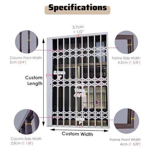 Barres de sécurité rétractables antivol réglables avec clés pour balustrade - 5
