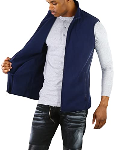 Image of ToBeInStyle Men's Zip Up Sleeveless High Collar Polar Fleece Vest