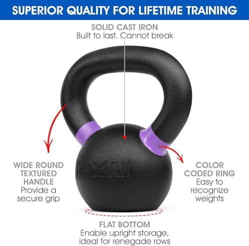 image for Yes4All Powder Coated Kettlebell, 13 lb Cast Iron Core Kettlebells wit