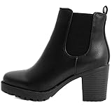 deichmann graceland sandalen  FLY 4 Chelsea Boots Plateau Stiefeletten in vielen Farben und Mustern (37, Schwarz PU)