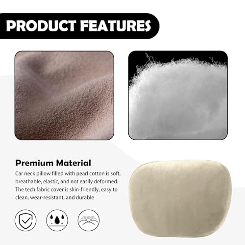 Image of Junecarp Car Neck Pillow Soft Headrest,Premium Interior Accessories Headrest Support for Driver or Front Passenger Seat,for Driving Home Office (Beige)