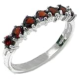 LBG 9ct White Gold Ring, Ladies Garnet Anniversary Eternity Ring - Size S