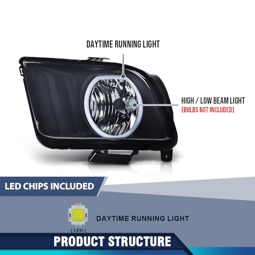 Image of PIT66 LED DRL Headlights Assembly Fit 2005-2009 Ford Mustang