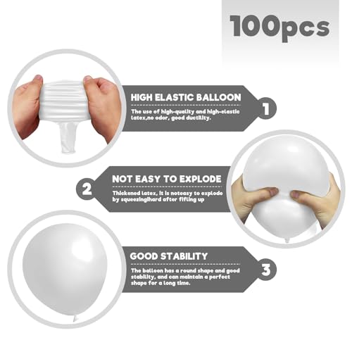 Image of White Balloons Birthday Party Balloons - 100 Pack 12 inch Round Balloons for Engagement Bachelorette Bridal Shower Wedding Party Birthday Decorations