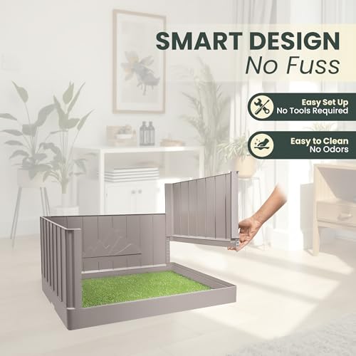 Pup en Suite Potty - Dog Toilet/Pee Pad Tray with Four Walls + Turf Patch - Indoor Potty Tray for Potty Training & Lazy Days - Easy to Build Pee Pad Holder Dog Litter Box Indoor - Image 3