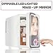 Memorex MX-FR690 6.5L Mini Beauty Lighted Mirror Fridge | Portable Cooler & Warmer for Drinks, Cosmetics, Medication, AC & Vehicle Adaptors | Eco-Friendly | LED Mirror for Makeup & Skincare