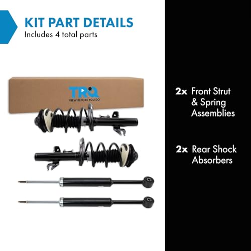 Image of TRQ Front and Rear Complete Strut Assembly & Shock Absorber Kit Complete Strut & Coil Spring Assembly Compatible with 2015-2017 Chrysler 200