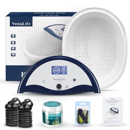 Ionic Foot Detox Machine,Detox Foot Bath Machine, Foot Spa with Epsom Salt, 2 Array Plates, Timer, Wristband & Large LCD, Foot Massage Basin for Home Hydrotherapy