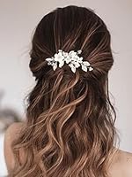 Vakkery Braut-Haarkamm mit Blumen, Hochzeits-Haarschmuck für Damen und Mädchen