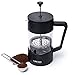 LACARI Cafetera Francesa de vidrio | French Press para 6 tazas | Prensa francesa 1 litro | Cafetera Embolo color negro | Prensa de café 1l con filtro de repuesto | Cafetera Embolo | Regalo café