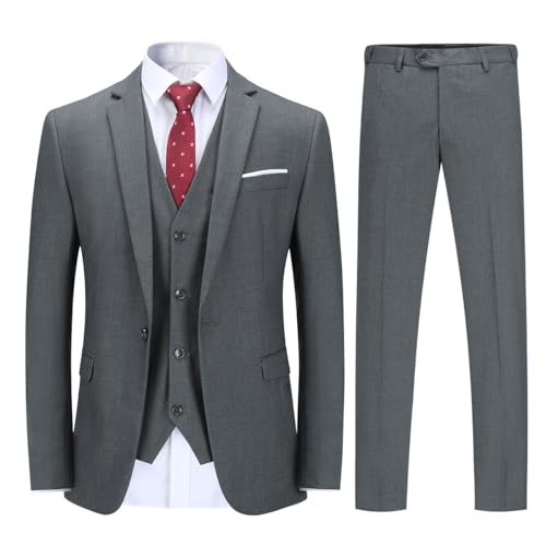 YOUTHUP Herren Anzug Regular Fit Business Anzüge 3-Teilig Anzugjacke...