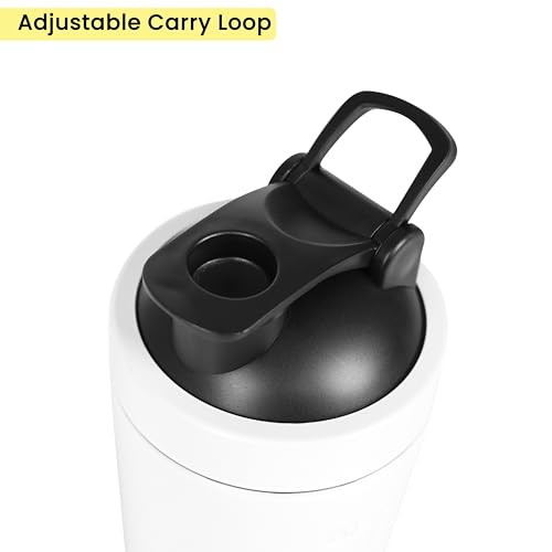 Image of Stainless Steel Shaker Bottle for Protein, 590ml Water Bottle with Extra Compartment | Leak-Proof, BPA-Free, Durable, and Multi-Functional for Protein Shakes (White)