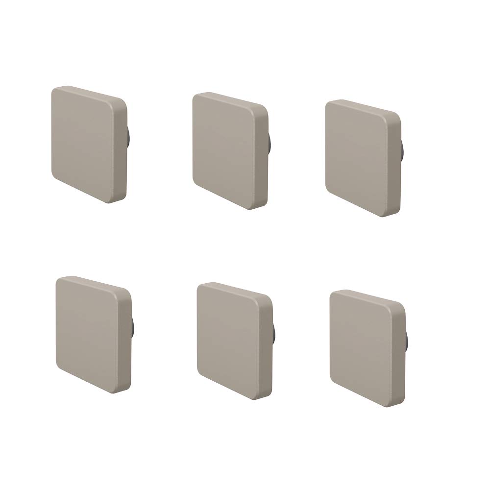 6 Un. TIRADOR Pomo Mueble BEBÉ cuadrado madera lacada gris 70X70MM