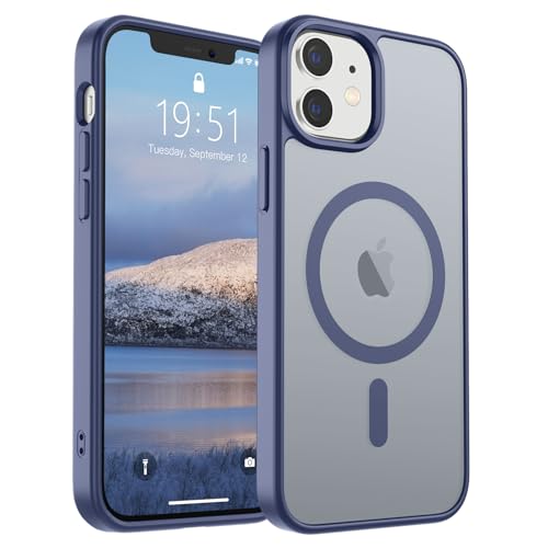 Image of SUPFINE Magnetic for iPhone 12 Mini Case & iPhone 13 Mini Case (Compatible with MagSafe) (Military Grade Drop Protection) Slim Translucent Matte Shockproof Phone Cover,Lavender Gray