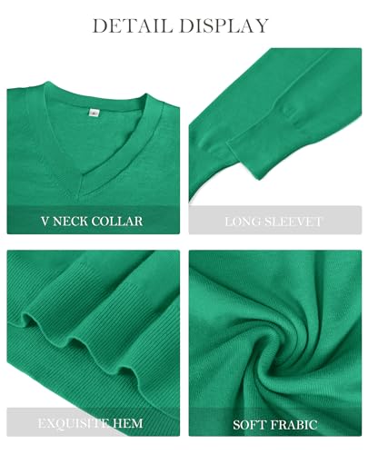 Image of Women's Spring Sweaters 2026 Casual Long Sleeve Pullover V Neck Lightweight Sweatshirts Cute Blouse Tops