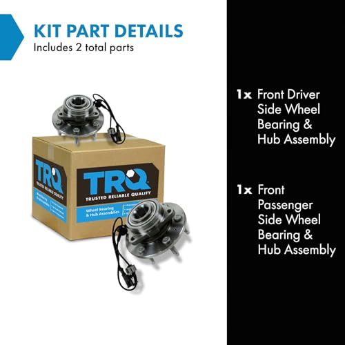 Image of TRQ Front Left and Right Wheel Bearing and Hub Assembly 2 Piece Set Compatible with 2007-2013 Chevrolet Silverado /Sierra 1500 4WD 2007-2014 Chevrolet Tahoe /Yukon /Suburban 4WD