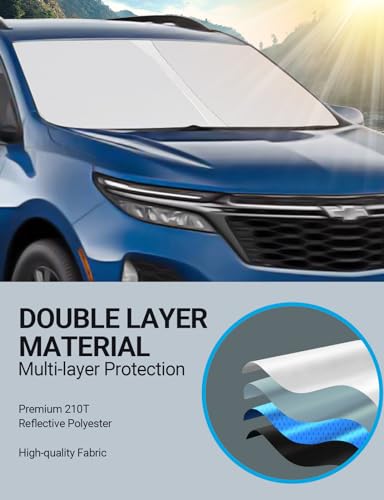 Image of Proadsy 2026 Upgrade Front Windshield Sun Shade Foldable Sun Shade Protector Custom Fit 2018-2025 Equinox Accessories