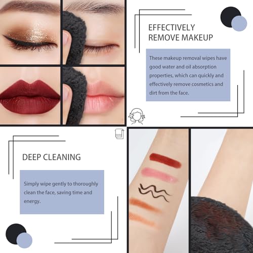 VIVOTE Premium Makeup Remover Cloths Microfibre Face Cloths Reusable Flannel Face Cloth Soft Face Cleansing Cloth 15 * 30cm 4 Pack (Dark Gray) - Image 4