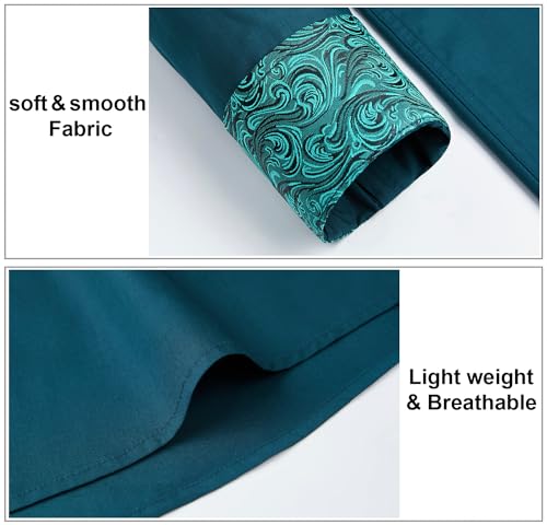 Image of HISDERN Mens Dress Shirts Long Sleeve Button Down Casual Shirts for Men Inner Contrast Formal Business Tuxedo Wedding Shirt