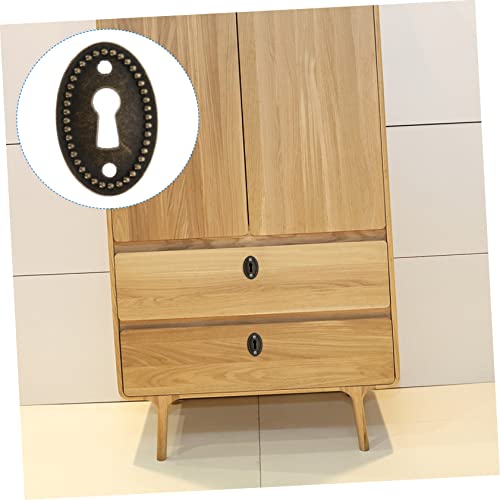 Housoutil 20pcs Drawer Piece Vintage Decor Metal Cabinets Vintage Frames Antique Escutcheon Plate Keyhole Cover Plate Keyhole Furniture Hardware Keyhole Escutcheon Plate Keyhole Protector - Image 2