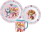 Kinder Frühstücks Set Paw Patrol Kinder-Geschirr Set mit Teller, Müslischale und Tasse