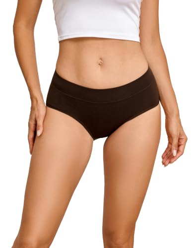 Image of Cotton Underwear for Women Mid Rise Hipster Panties Full Briefs Stretchy Ladies Full Coverage Panties