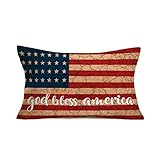 Tlovudori July 4th Farmhouse The Stars and Stripes Decorative Throw Pillow Cover God Bless America...