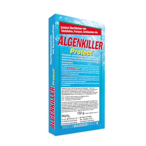 ALGENKILLER Protect® - Der Algenenferner für den Teich. Algen und Grünbelag abbau mit Synergieeffekt verbessert die Pumpen- und Filterleistung. Optimaler Oberflächenschutz mit Langzeitwirkung.