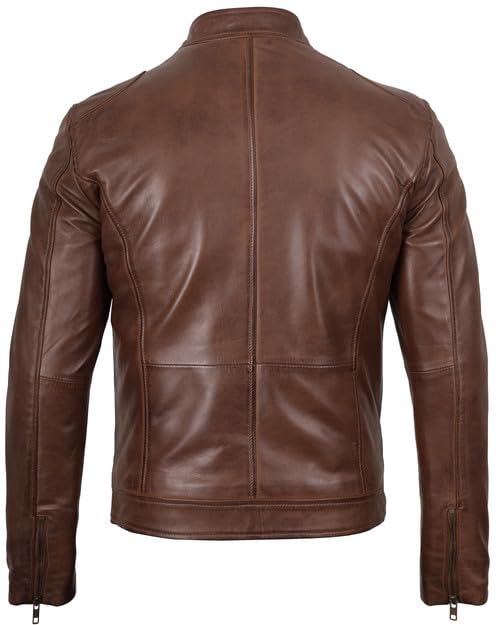 Image of Decrum Real Lambskin Leather Jackets for Men with Zipper Closure