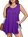 BELAROI Womens Plus size Sleeveless Comfy Tunic Tank Top (2X, Deep Purple)