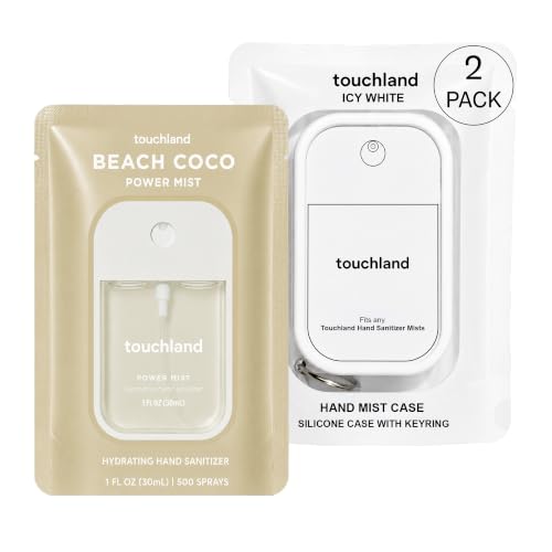 Image of Touchland Vacation Mode Set Beach Coco Hydrating Hand Sanitizer & Case | TSA ready Power Mist with skincare benefits & Icy White case. Tropical scent, transporting you to sun-drenched shores.