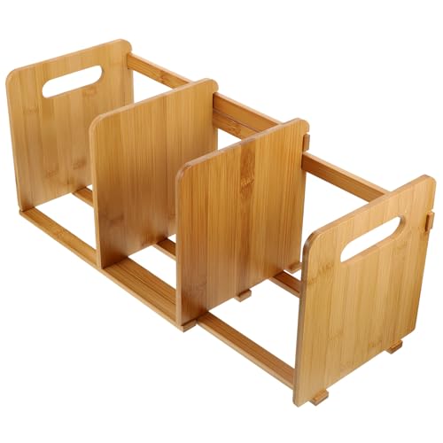 Étagère réglable en bambou compacte pour organiser un bureau encombré