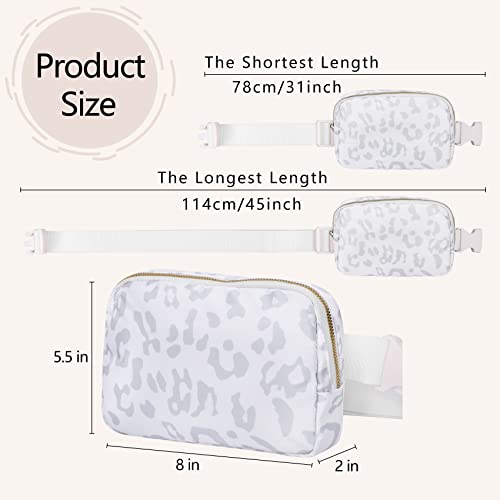 Vorolo Waist Pack For Running Fanny Pack For Women And Men Crossbody Belt Bag Bum Bag With Adjustable Strap For Sports Leopard White #TOP4