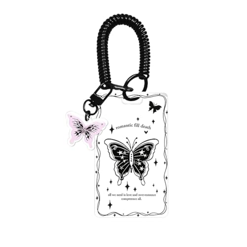 DIFLAX Photocard Holder, Mignon Papillon Photocard Holder Livre, Classeur Photocard Kpop, Pochettes en Transparentes Papillon Noir, Porte-Cartes, Porte-clés, pour Stocker Photos D'idoles, Cartes
