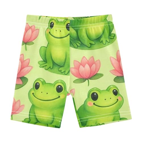 Joisal Girls Biker Shorts Toddler Cotton Shorts for Under Dress Cute 4t Little Girl Cute Frogs Pink Lotus Flowers