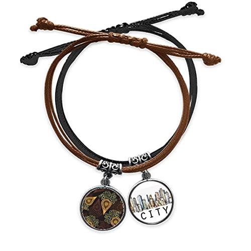 Bracelet cordon imprimé et tissu coloré Radis avec chaîne main en cuir Sidi