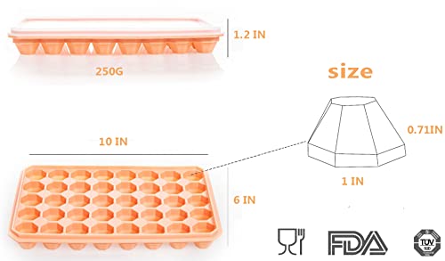 Ice Cube Trays With Silicone Lid, 40 Grid Diamond Shaped Ice Tray Easy Release Stackable Ice Cube Mold (Blue) #TOP4