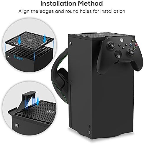 Dust Cover Controller Mount Compatible with Xbox Series X - 2 in 1 Game Accessories with Dust Filter Cover Compatible with XSX Console and 2 Holder Hanger Stand for Series X Controller & Game Headset