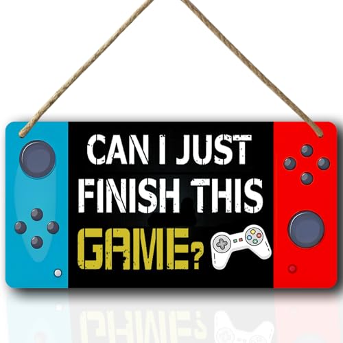 Gaming Door Sign Boy Gamer Room Decor For Boys Bedroom Gaming Wall Decor Kids Game Room Accessories Can I Just Finish This Game Sign Gaming Signs Video Game Posters For Boys Room Decorations Poster