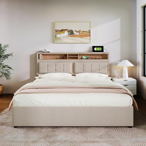 Tidyard Cabecero de Cama Ajustable con Almacenamiento